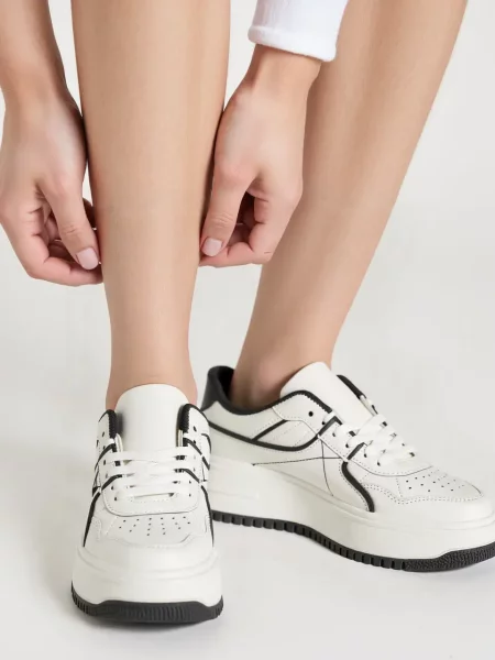 Sneakersy na koturnie HOLMES WHITE/BLACK