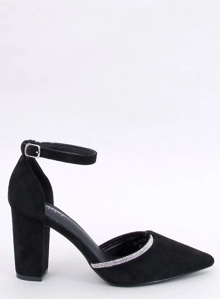 Czółenka na obcasie z cyrkoniami INGRID BLACK