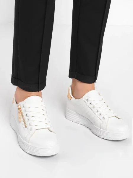 Damskie Sneakersy SAVONA WHITE CHAMPAGNE – Stylowe Buty na Platformie