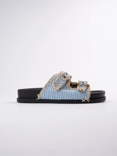 Klapki damskie na platformie z regulowanymi paskami w kolorze Blue