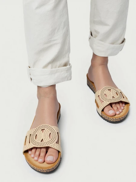 Damskie Ażurowe Klapki CELEST BEIGE