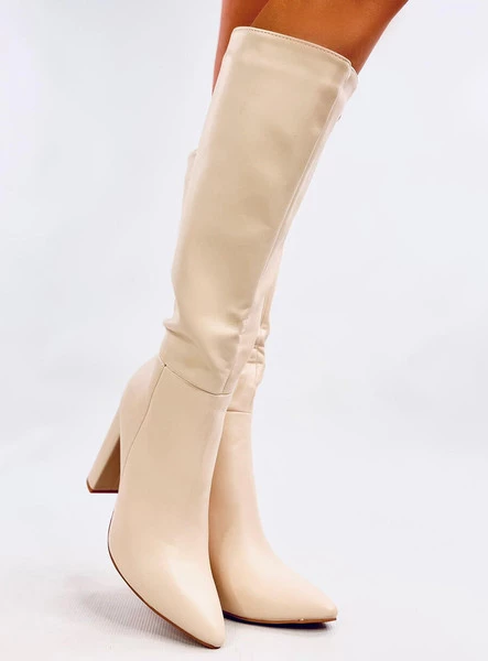Kozaki na obcasie klasyczne TIFFANY BEIGE