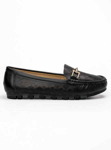 Damskie Mokasyny LIA BLACK – Ażurowy Wzór i Elegancki Akcent