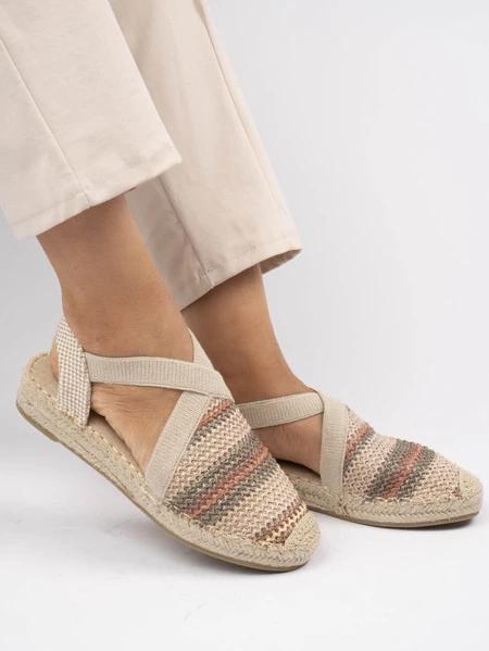 Espadryle plecione damskie z elastycznymi paskami Khaki