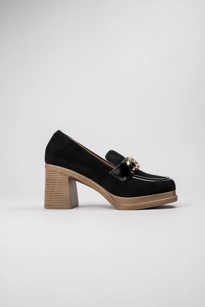 Damskie Loafersy LUX GRACE BLACK – Elegancja i Stabilny Obcas