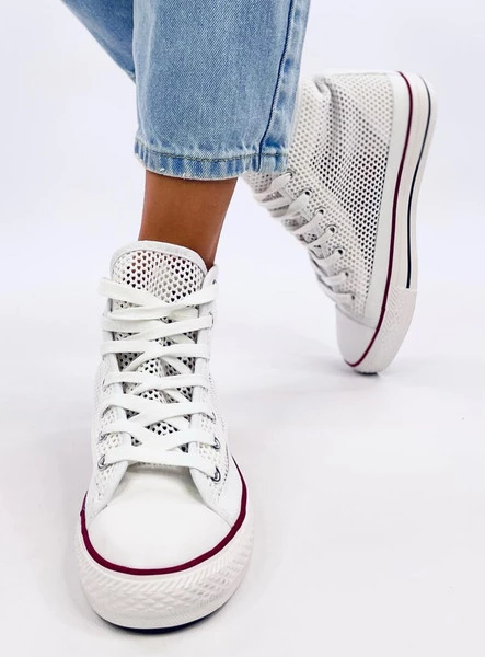 Ażurowe trampki za kostkę MOUSSE WHITE