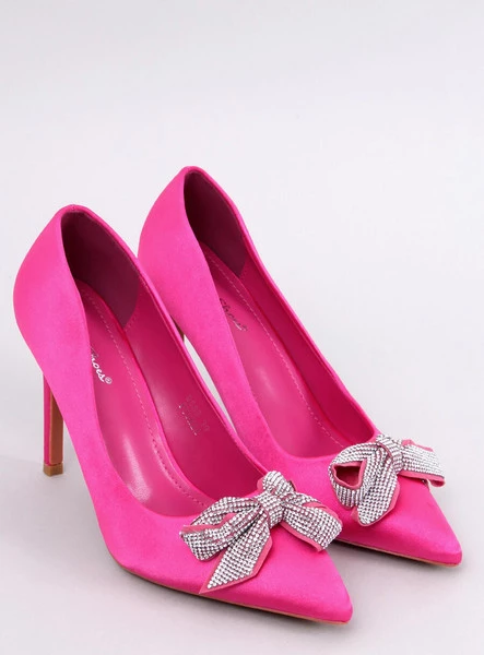 Satynowe szpilki z kokardą TRINI FUKSJA