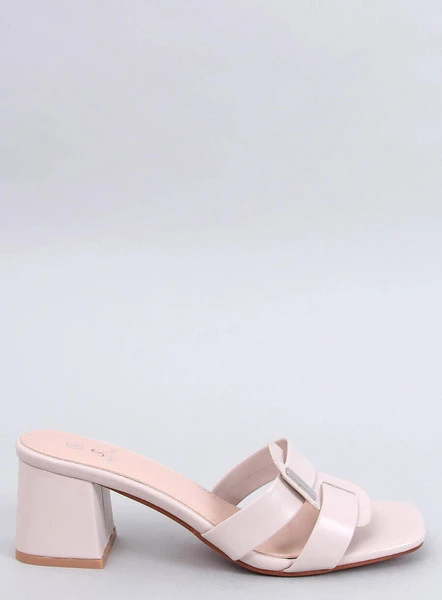 Klapki na obcasie eleganckie LAFAR BEIGE