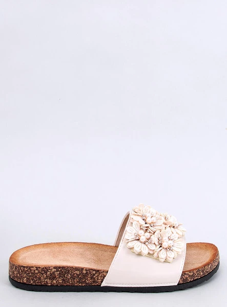 Klapki korkowe z kwiatuszkami EMILES BEIGE