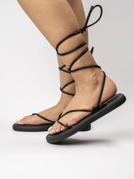 Damskie Wiązane Sandały AURORA BLACK