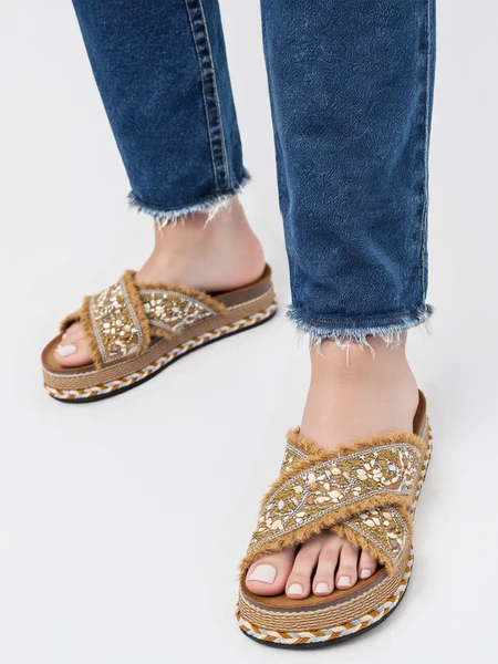 Klapki Etniczne Aura Khaki