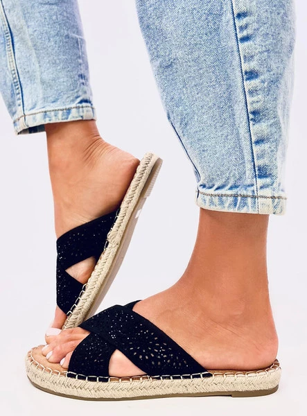 Klapki damskie espadryle BAKOU BLACK