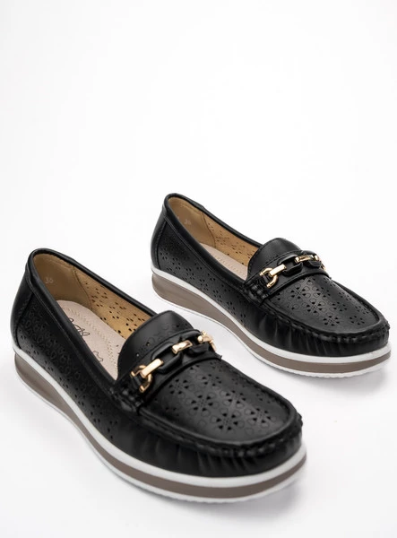 Damskie Mokasyny LENA BLACK – Ażurowa Elegancja i Komfort na Co Dzień