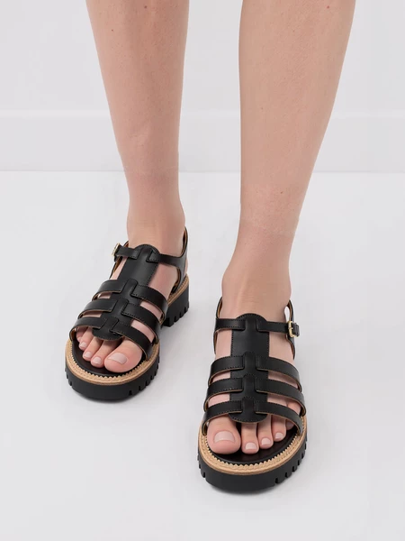 Sandały casualowe z paskami w kolorze Black
