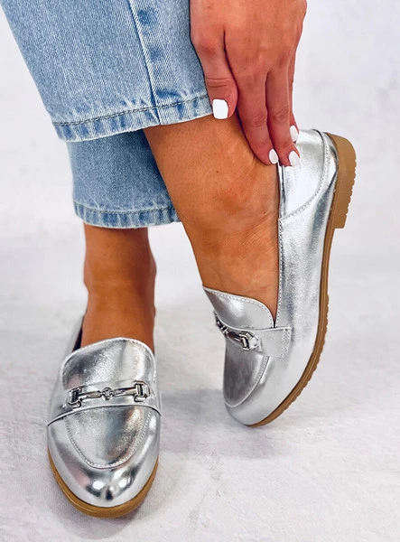 Mokasyny damskie JUSS SILVER