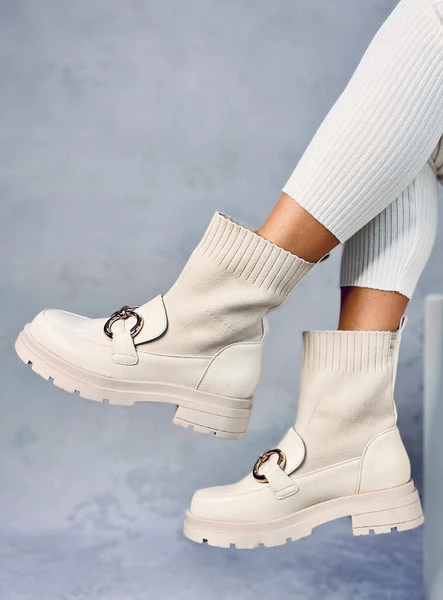 Botki skarpetkowa cholewka TONE BEIGE