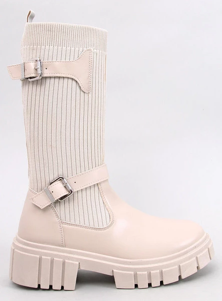 Oficerki z elastyczną cholewką RHEA BEIGE