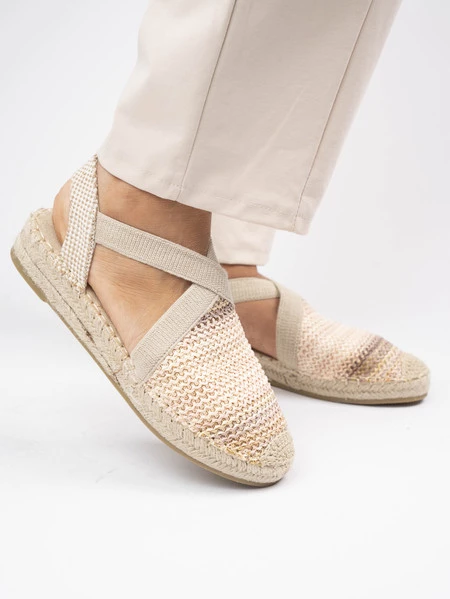 Espadryle damskie z elastycznymi paskami Beige