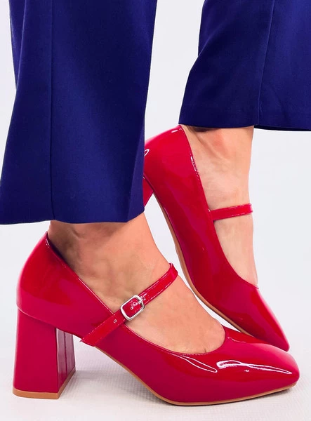 Czółenka na obcasie w stylu Mary Jane VALONIS RED