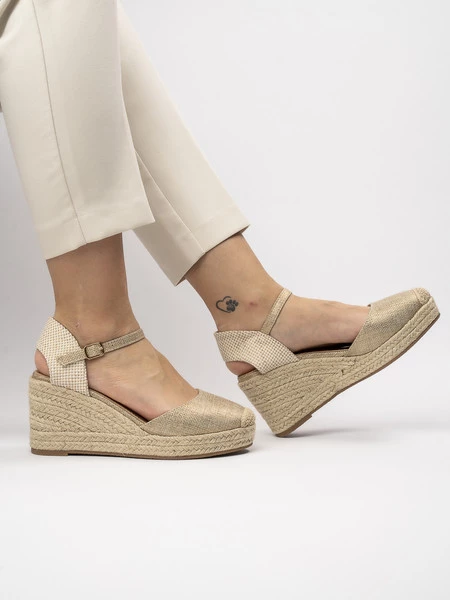 Damskie Espadryle na Koturnie WILD ELEGANCE GOLD