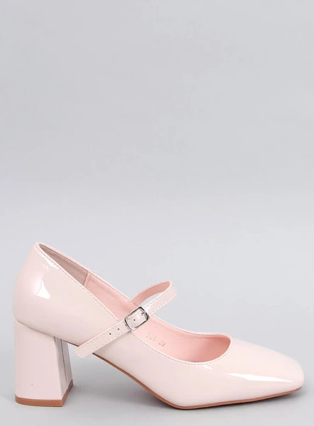 Czółenka na obcasie w stylu Mary Jane VALONIS BEIGE