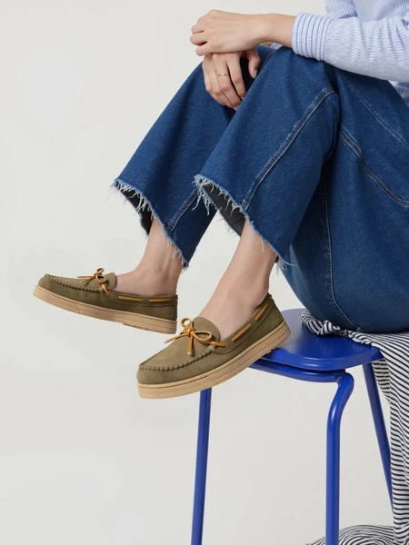 Damskie Mokasyny – Zielone, Zamszowe Lucia GREEN