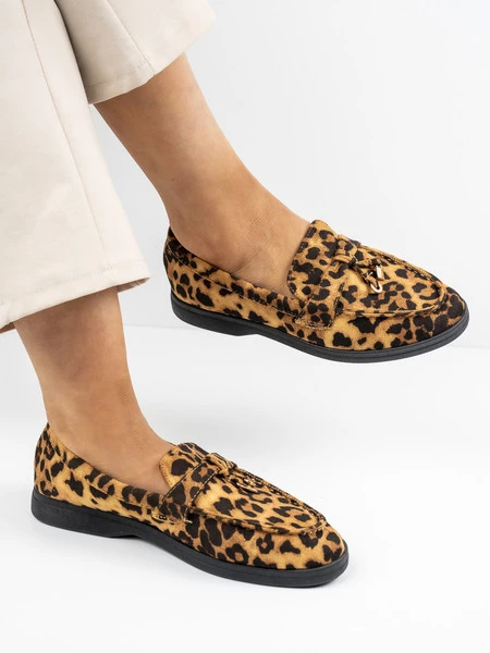 Modne mokasyny damskie w kolorze Leopard