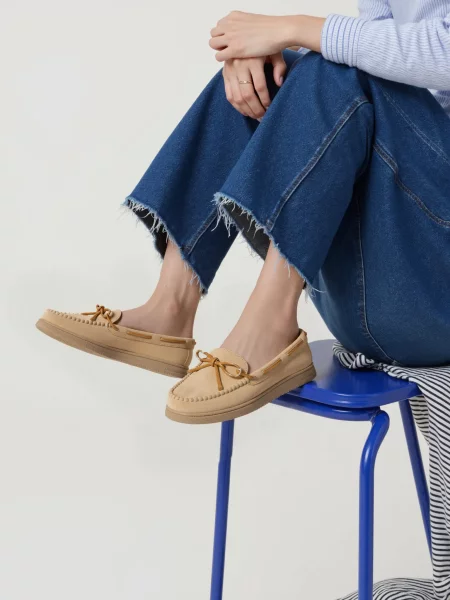 Damskie Mokasyny – Beżowe, Zamszowe Lucia BEIGE