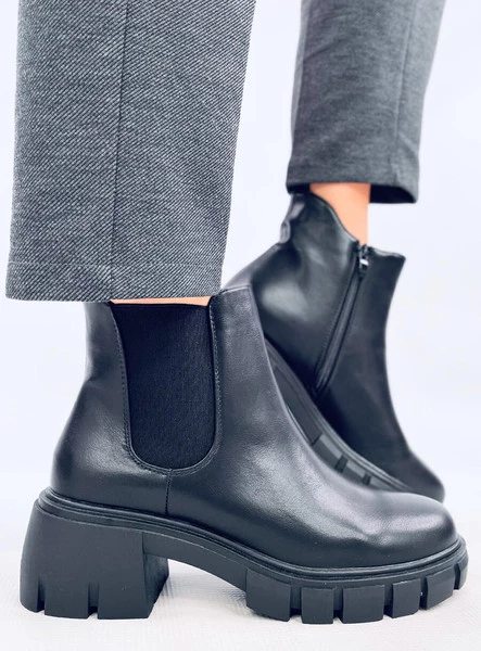 Sztyblety na szerokim obcasie LEDECK BLACK PU