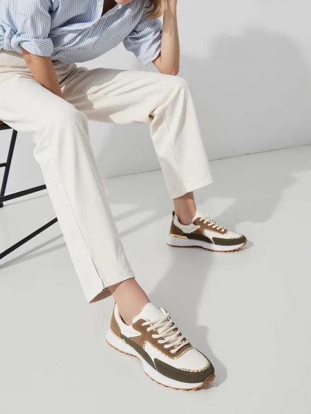 Damskie Sneakersy WHITE ARMY GREEN