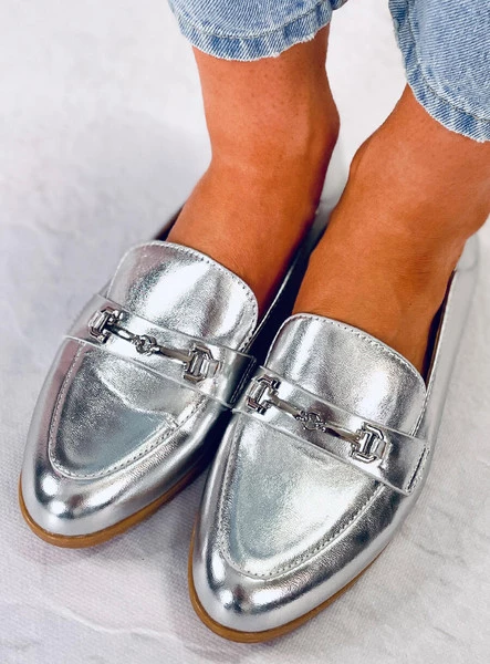 Mokasyny damskie JUSS SILVER
