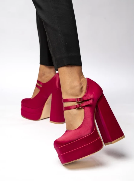 Czółenka na platformie satynowe PRANDI FUSHIA