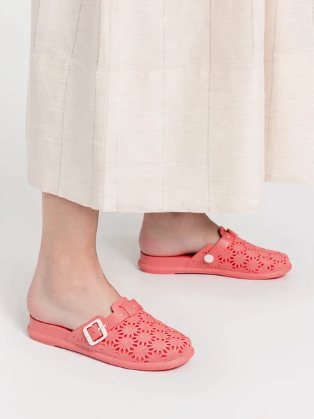 Damskie Klapki FLOWER BUCKLE FUCHSIA