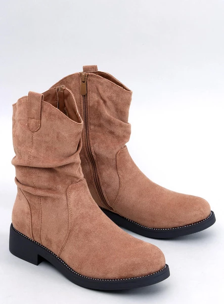 Botki płaskie zamszowe VASHTIS CAMEL