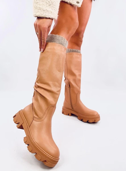 Oficerki na grubej podeszwie JULY CAMEL