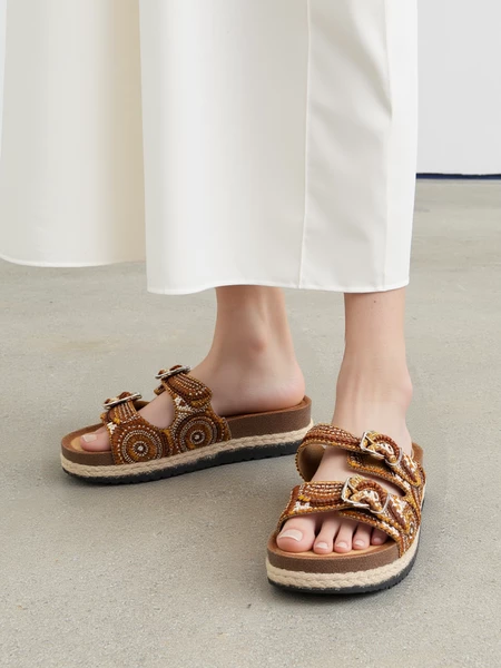 Sandały Etno Dekor Camel