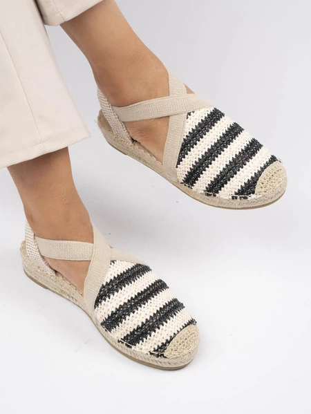 Espadryle damskie w paski z elastycznymi paskami Black
