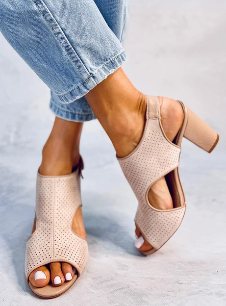 Sandałki ażurowe na obcasie MORILLO PINK