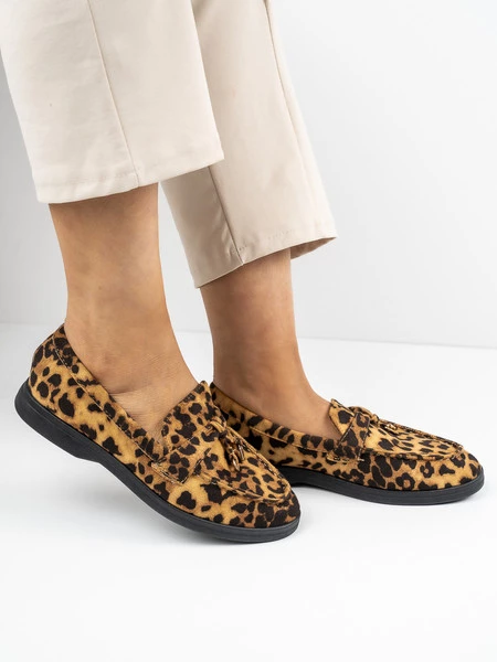 Modne mokasyny damskie w kolorze Leopard