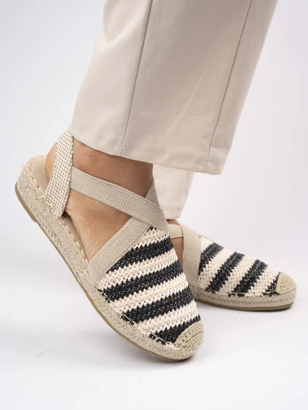 Espadryle damskie w paski z elastycznymi paskami Black
