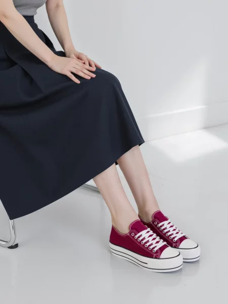 Damskie Trampki VELTRO WINE – Klasyczne Buty na Platformie