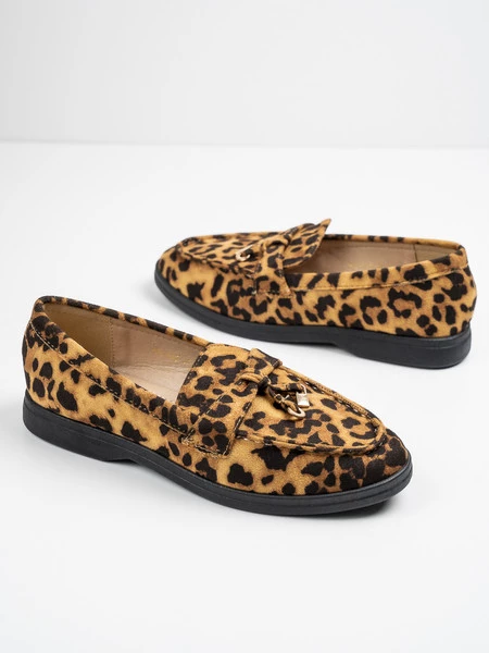 Modne mokasyny damskie w kolorze Leopard