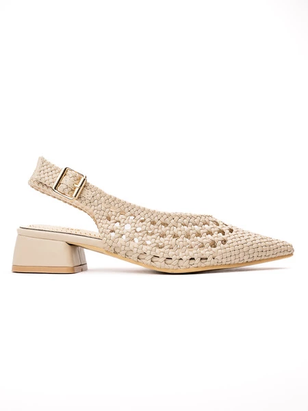 Damskie Ażurowe Sandały na Niskim Obcasie LUCIA BEIGE