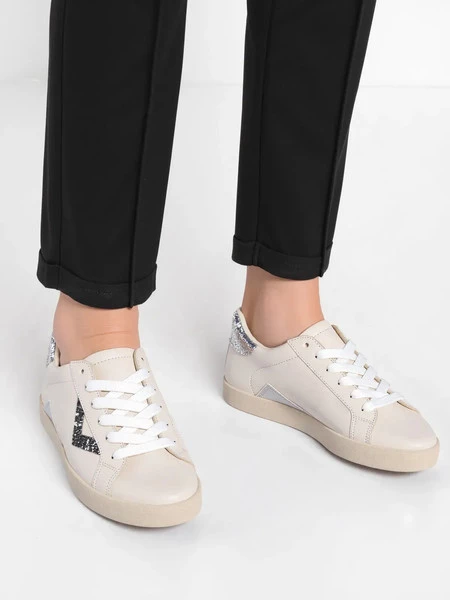 Damskie Sneakersy – Białe, Brokatowe Wstawki Sienna BLACK