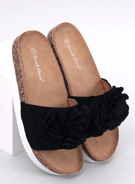 Klapki z kwiatami RIZZO BLACK