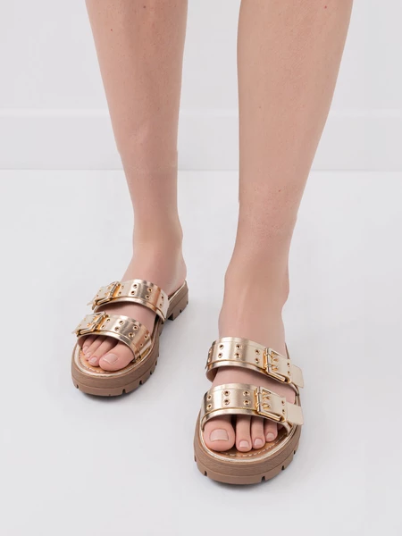 Czółenka damskie eleganckie w kolorze Gold