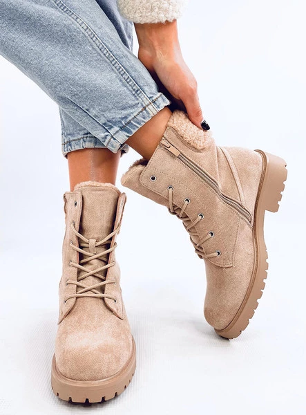 Botki sznurowane z barankiem BARKOI BEIGE