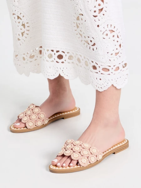 Klapki Kwiatowe Aurora - Jasnoróżowe