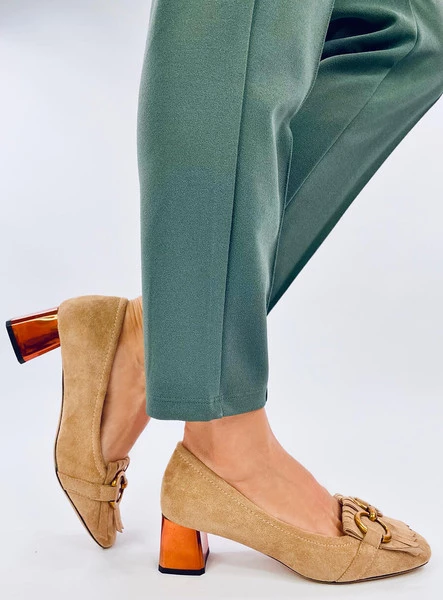 Czółenka na miedzianym obcasie WEINN BEIGE