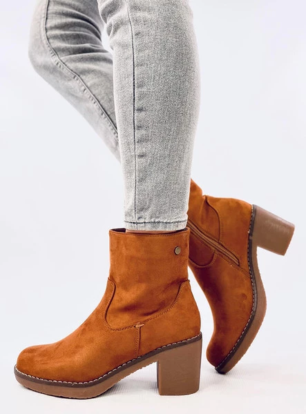 Botki na kauczukowym obcasie LINZI CAMEL